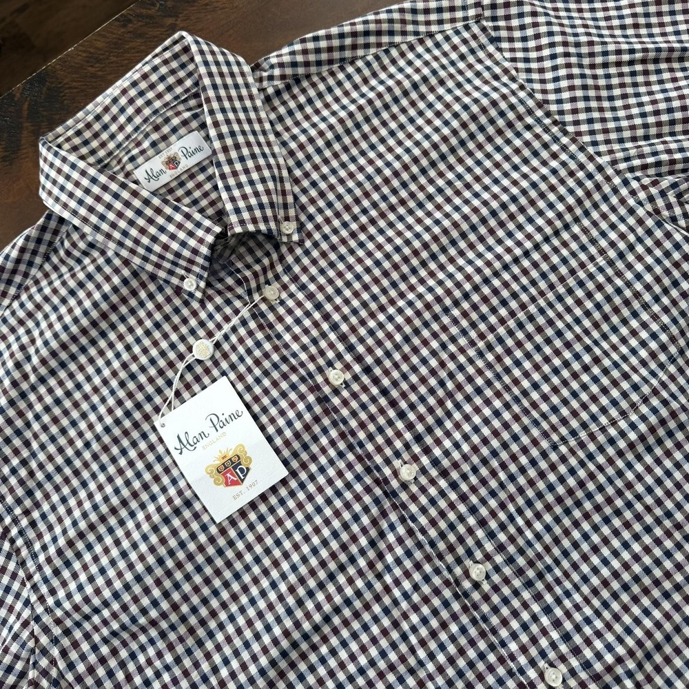 Alan Paine Shirt Mens XL Multicolor Check‎ Classic Fit Button Down Long Sleeve